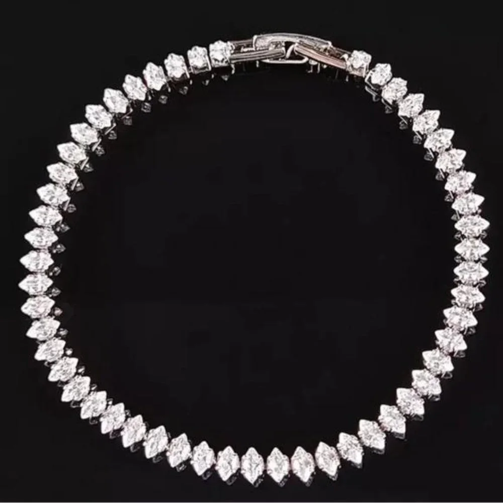 NEW ‘7’ CUT 925 STERLING SILVER DIAMOND BRACELET, NICE BRACELET, CUTE BRACELET - Picture 2 of 5